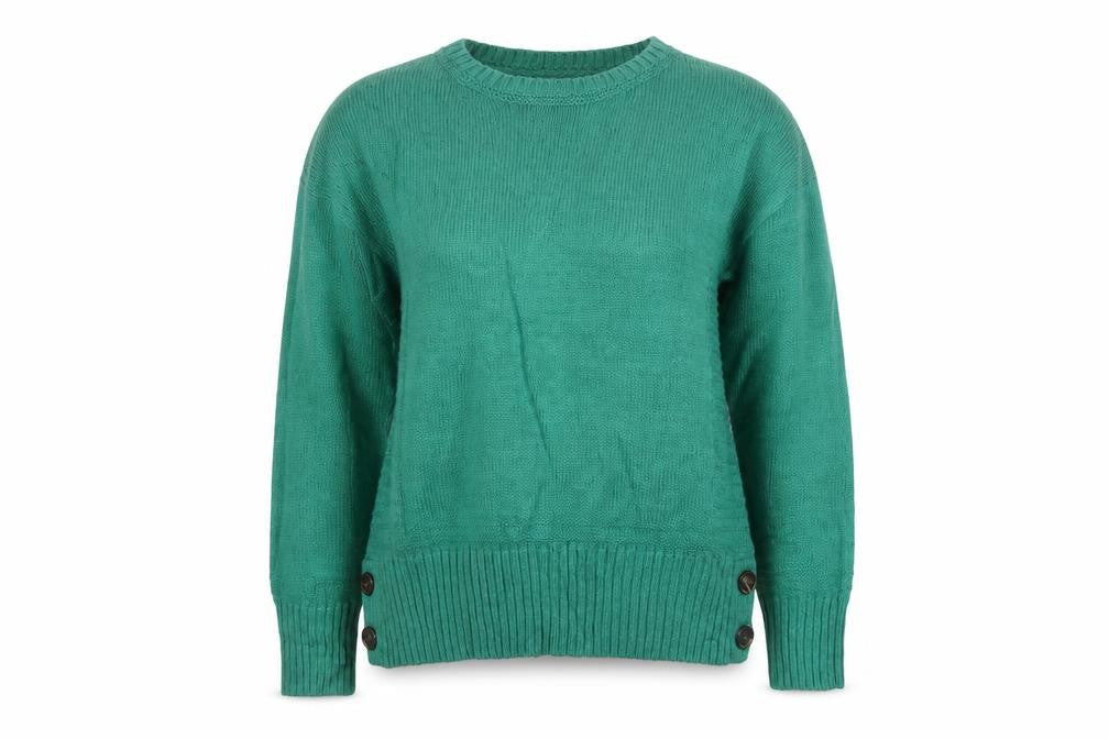 Next Women’s Green UK 14 Crew Neck Button Side Knit Pullover Jumper