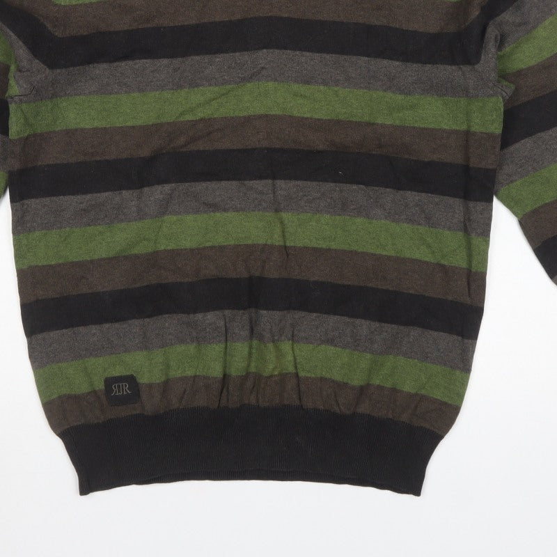 Rocha John Rocha Men’s Multicoloured Striped Cotton V-Neck Jumper M