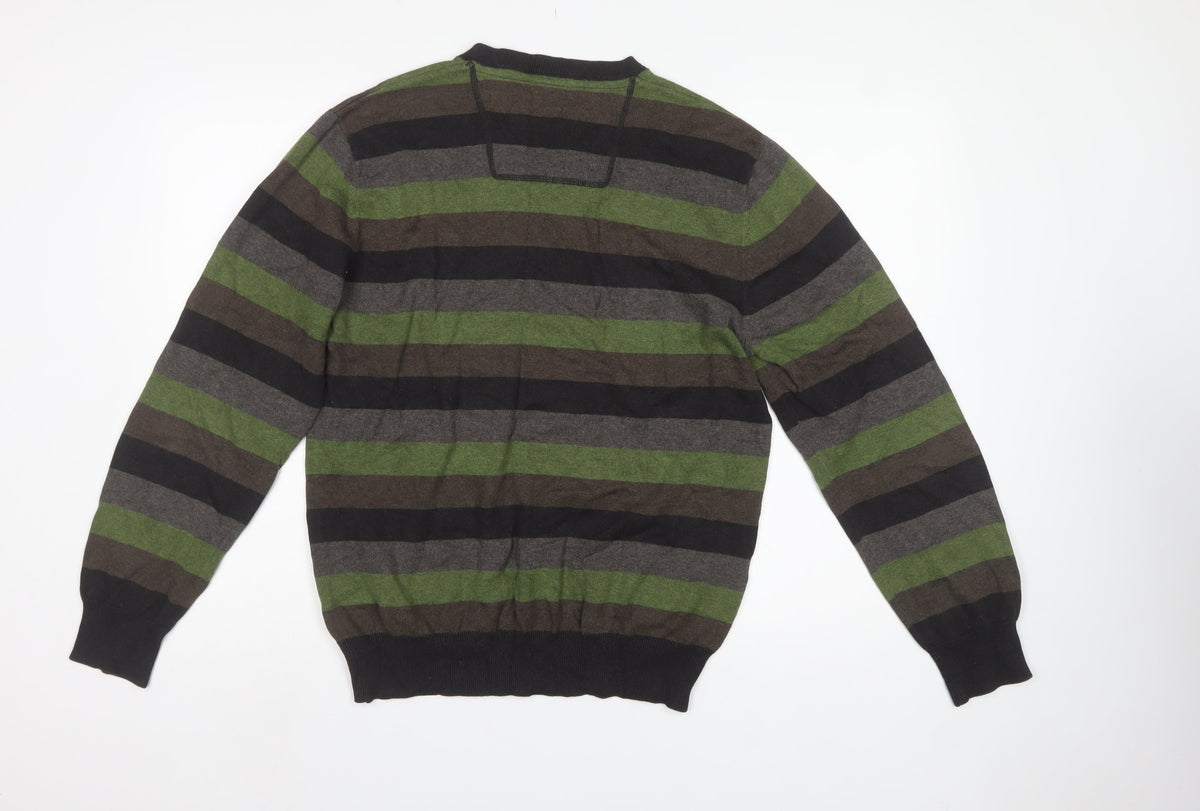 Rocha John Rocha Men’s Multicoloured Striped Cotton V-Neck Jumper M