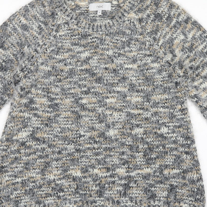 Next Women Multicoloured Size 14 Metallic Chunky Knit Pullover Jumper