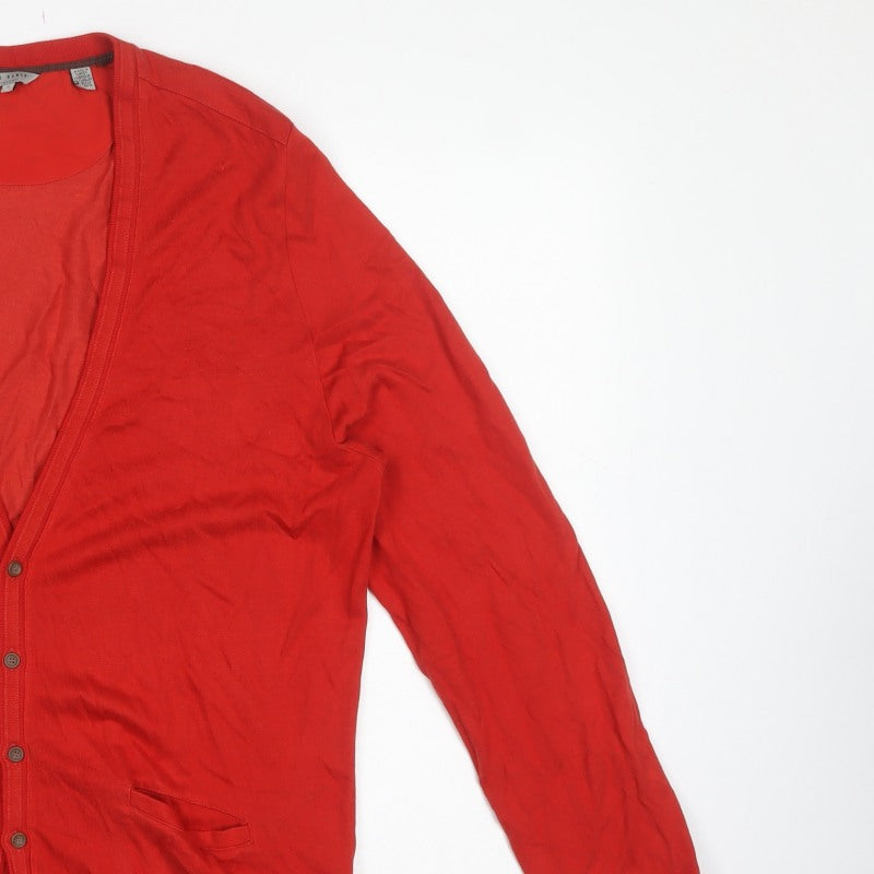Ted Baker Men’s Red 2XL V-Neck Button Cardigan Cotton Viscose Pockets