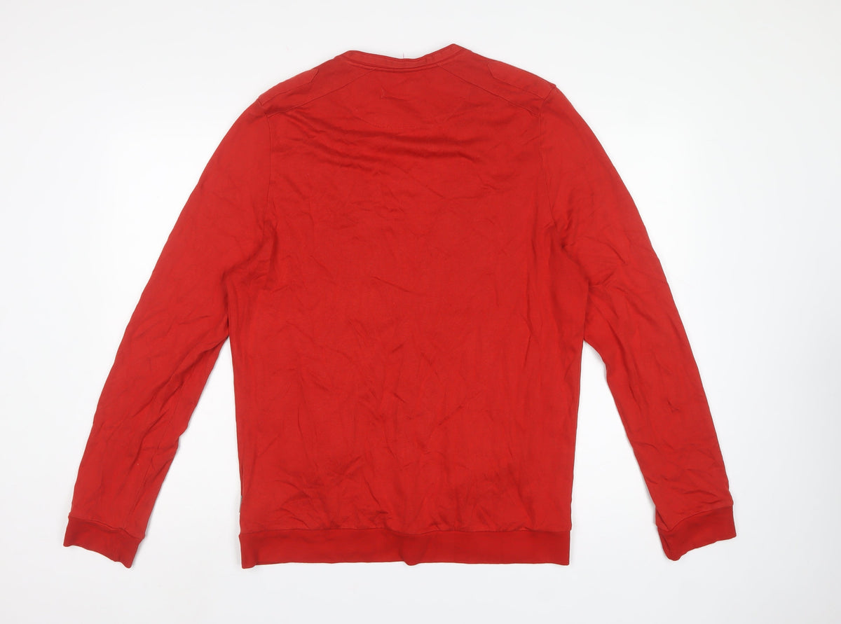 Ted Baker Men’s Red 2XL V-Neck Button Cardigan Cotton Viscose Pockets