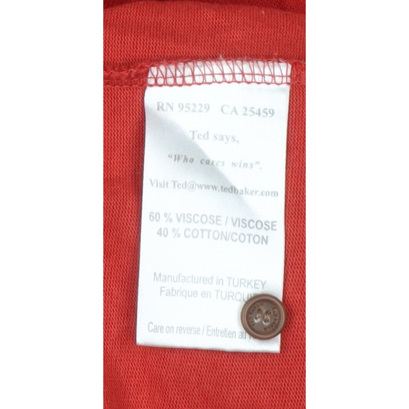 Ted Baker Men’s Red 2XL V-Neck Button Cardigan Cotton Viscose Pockets