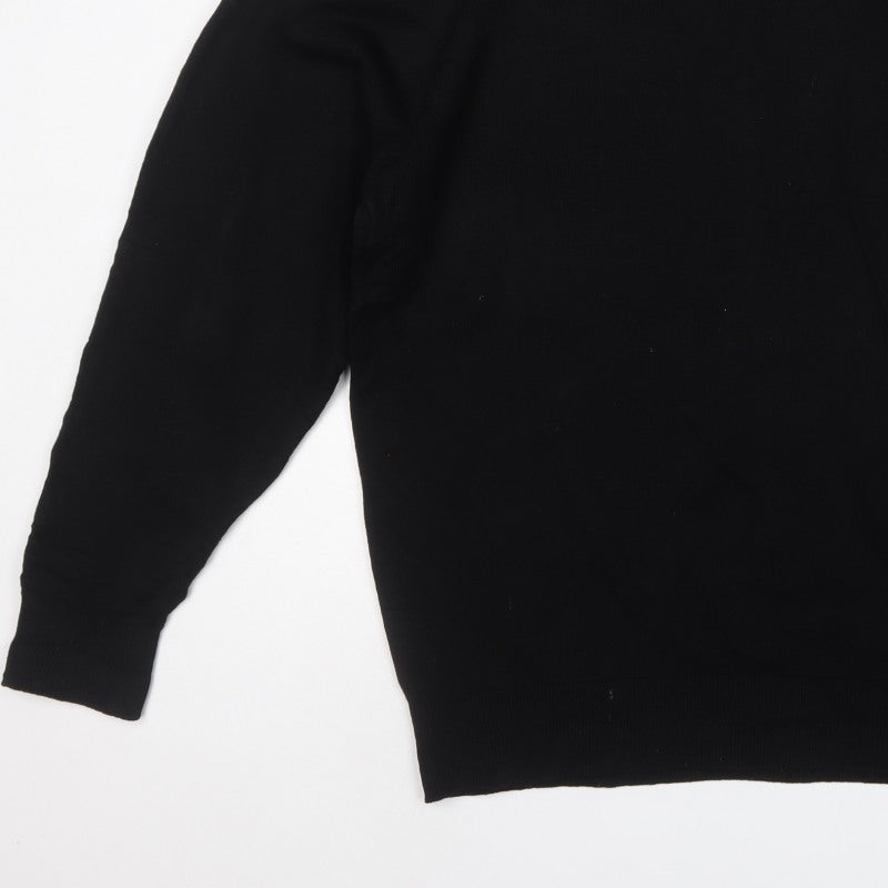 Glenbrae Men’s Black XL Merino Lambswool V-Neck Pullover Jumper