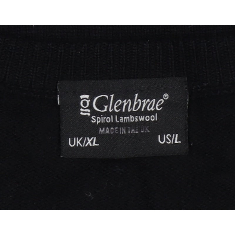 Glenbrae Men’s Black XL Merino Lambswool V-Neck Pullover Jumper