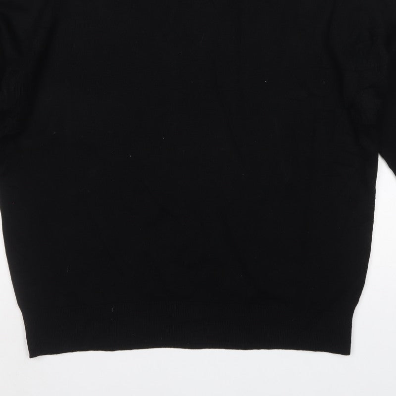 Glenbrae Men’s Black XL Merino Lambswool V-Neck Pullover Jumper