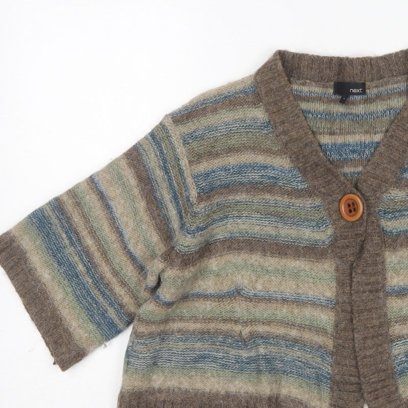 Next Women Multicoloured M Alpaca Blend Striped V-Neck Cardigan