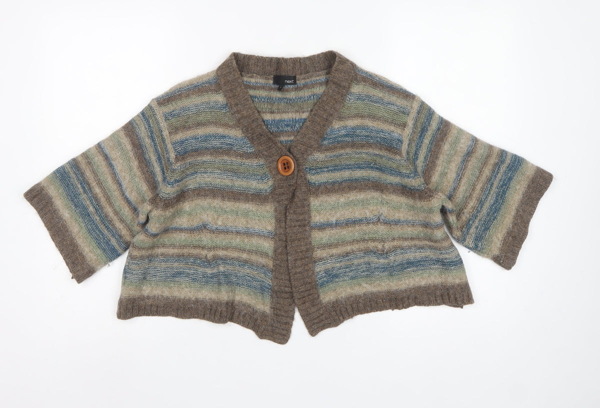 Next Women Multicoloured M Alpaca Blend Striped V-Neck Cardigan