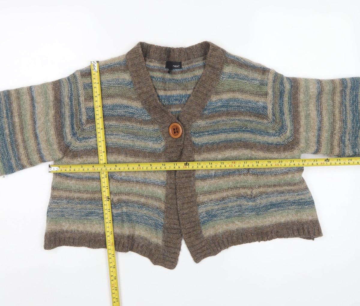 Next Women Multicoloured M Alpaca Blend Striped V-Neck Cardigan