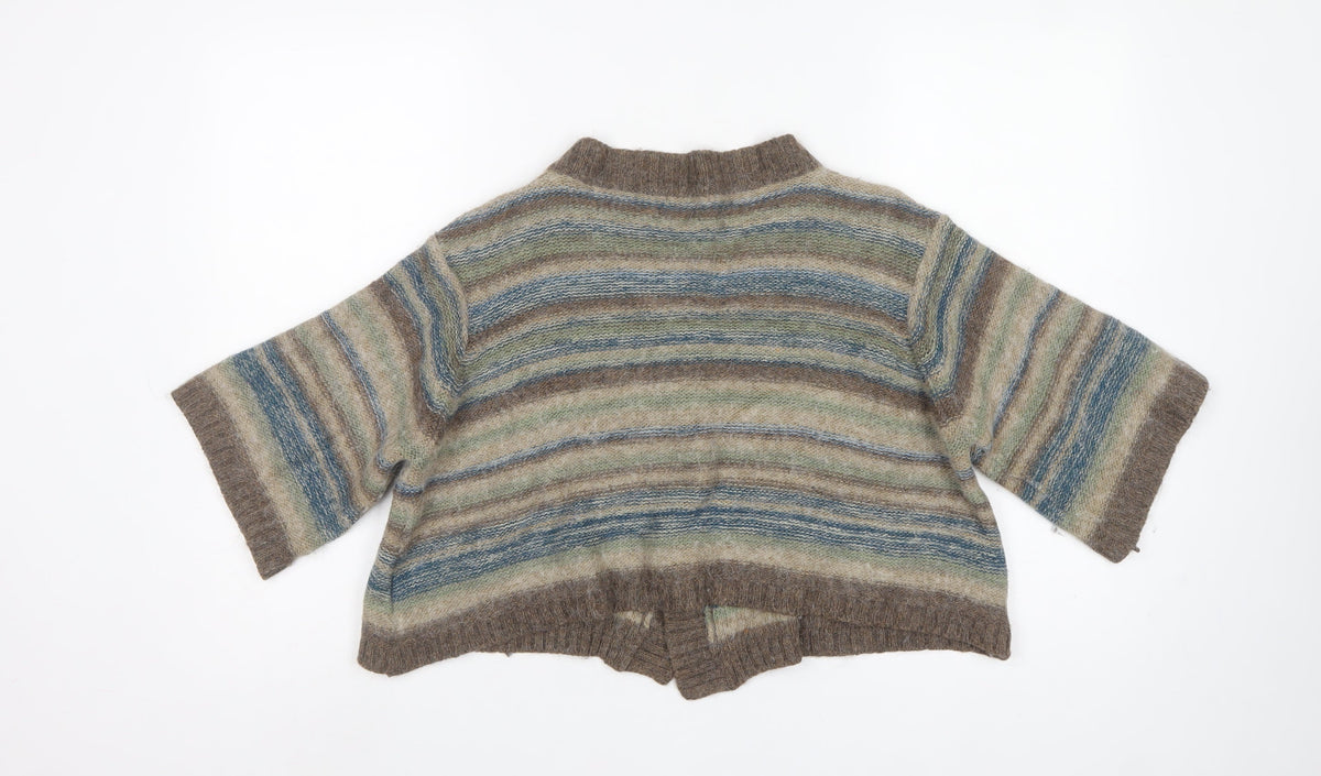 Next Women Multicoloured M Alpaca Blend Striped V-Neck Cardigan