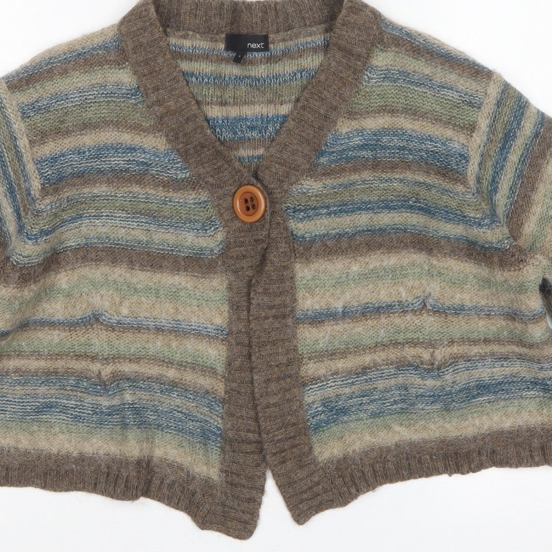Next Women Multicoloured M Alpaca Blend Striped V-Neck Cardigan