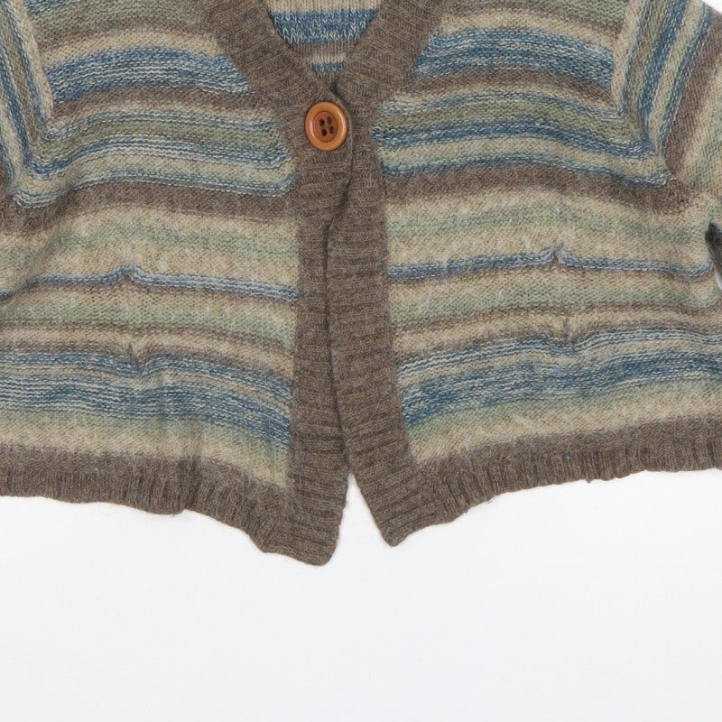 Next Women Multicoloured M Alpaca Blend Striped V-Neck Cardigan
