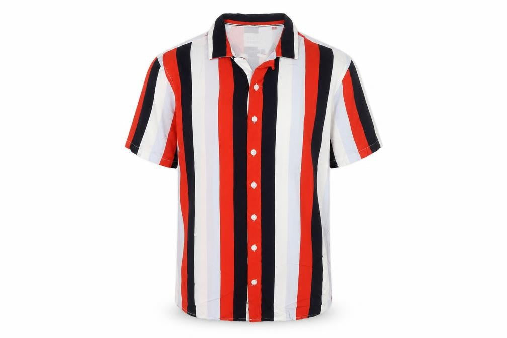 Blend Men’s Multicoloured M Stripe Short Sleeve Viscose Button-Up Shirt