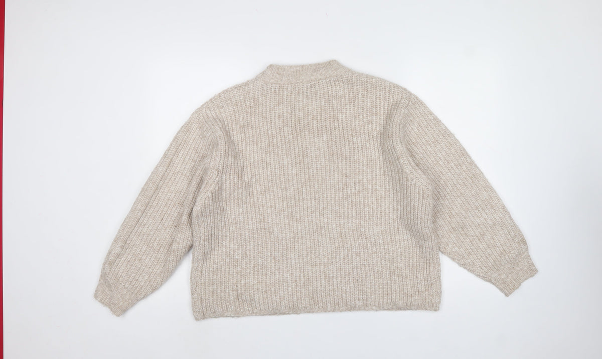 ASOS Design Women’s Beige S Chunky Knit High Neck Jumper