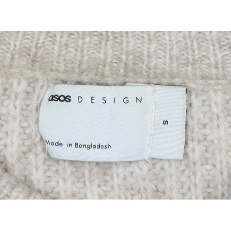ASOS Design Women’s Beige S Chunky Knit High Neck Jumper