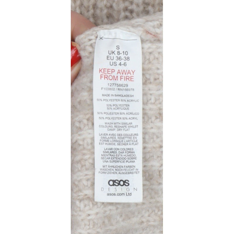 ASOS Design Women’s Beige S Chunky Knit High Neck Jumper