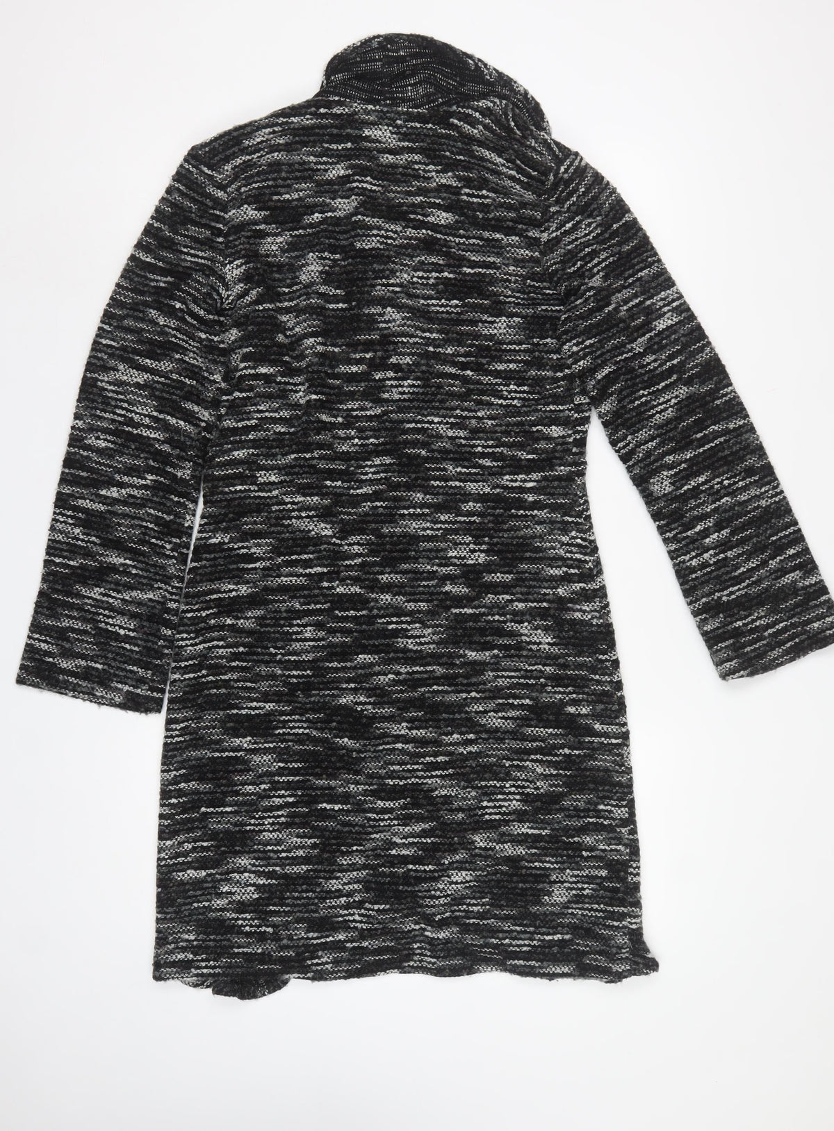 Principles Women’s Black Grey Stripe Cowl Open Cardigan UK 12 Knit