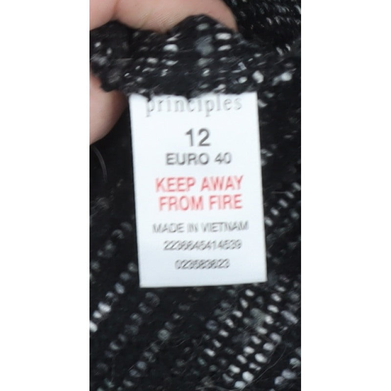 Principles Women’s Black Grey Stripe Cowl Open Cardigan UK 12 Knit