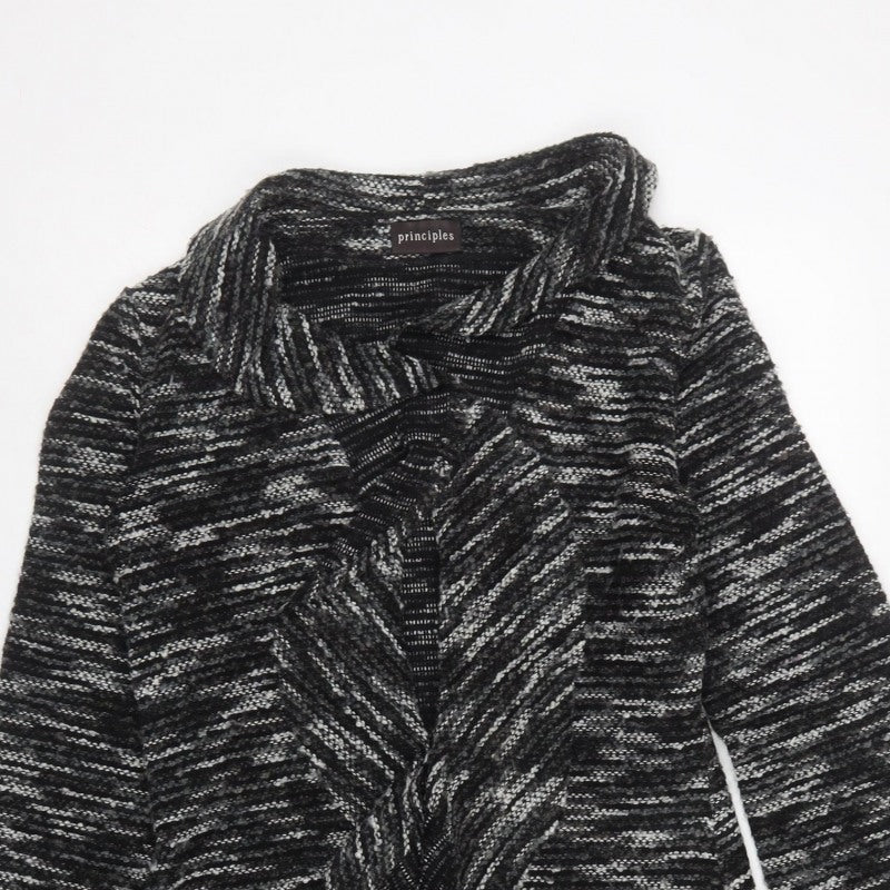 Principles Women’s Black Grey Stripe Cowl Open Cardigan UK 12 Knit