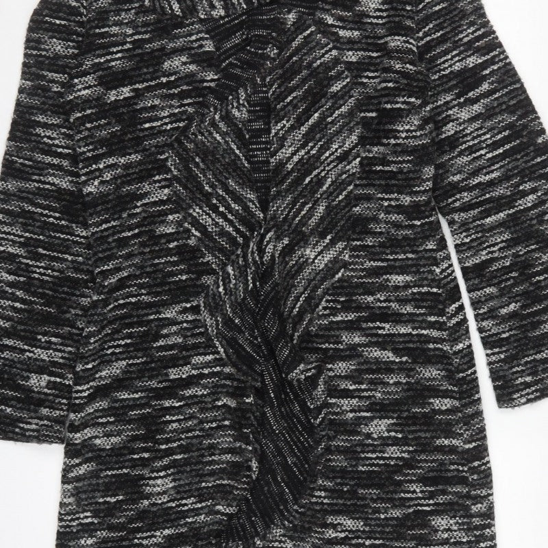Principles Women’s Black Grey Stripe Cowl Open Cardigan UK 12 Knit