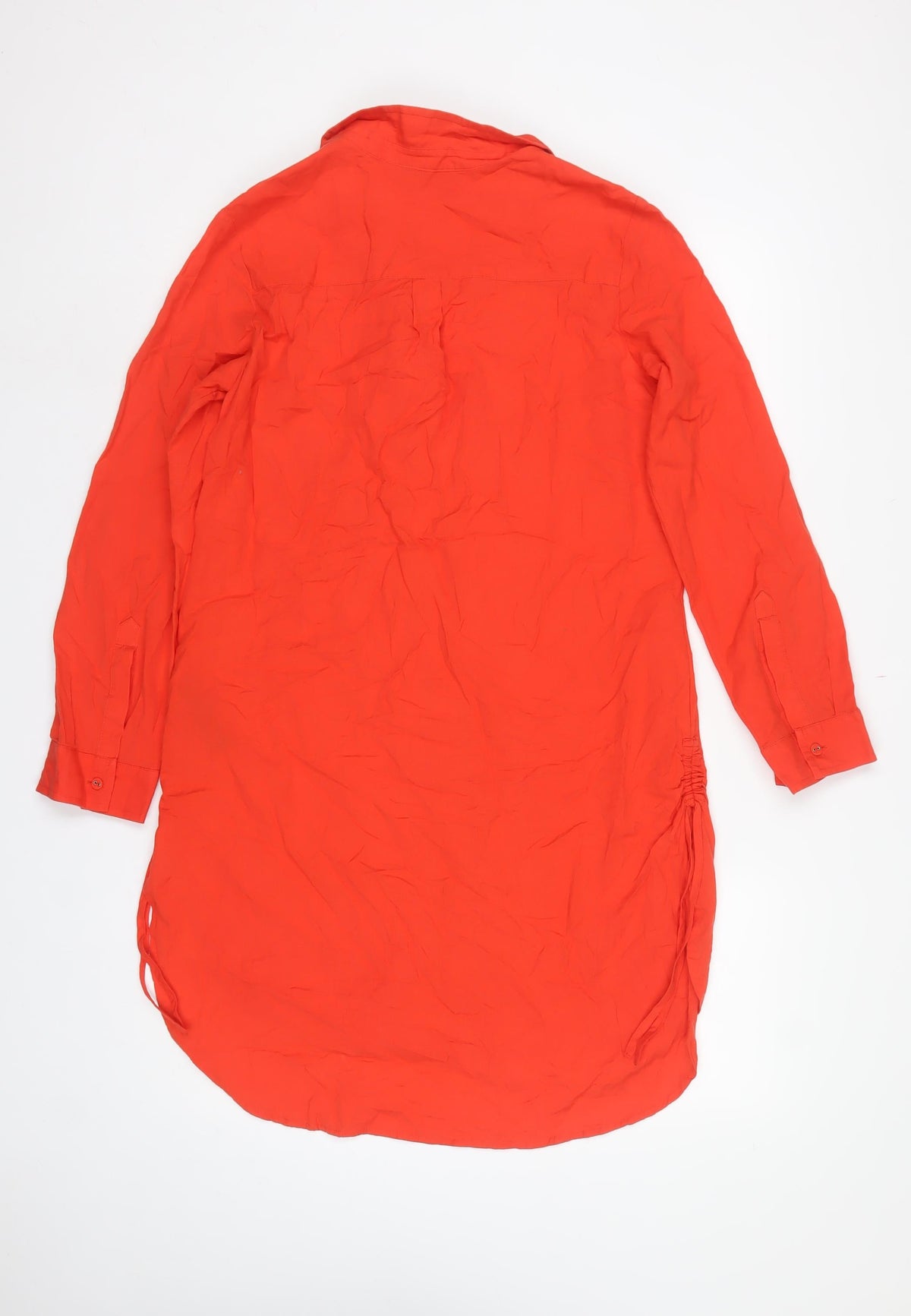 Marks & Spencer Women Orange UK 10 Cotton Tunic Button-Up Shirt