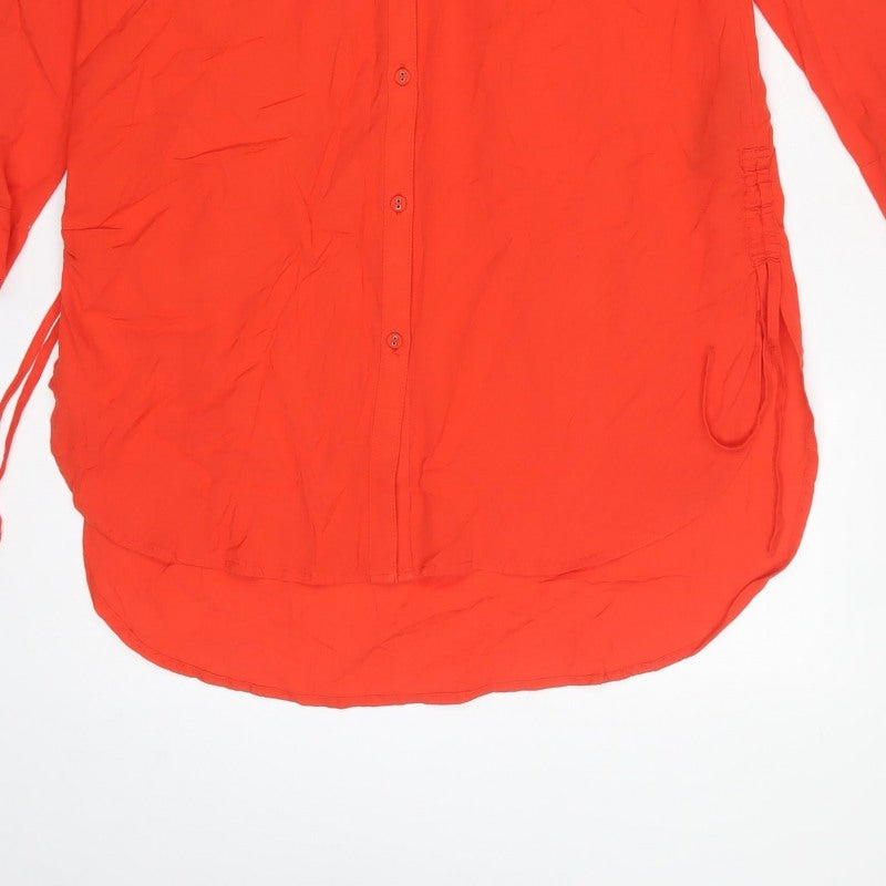 Marks & Spencer Women Orange UK 10 Cotton Tunic Button-Up Shirt