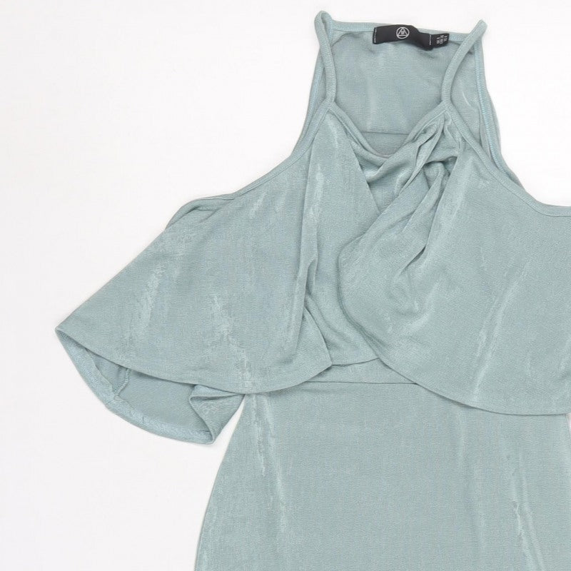Missguided Women Green UK 8 Bodycon Cold Shoulder Knee Dress