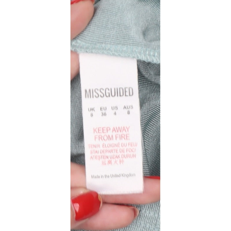 Missguided Women Green UK 8 Bodycon Cold Shoulder Knee Dress