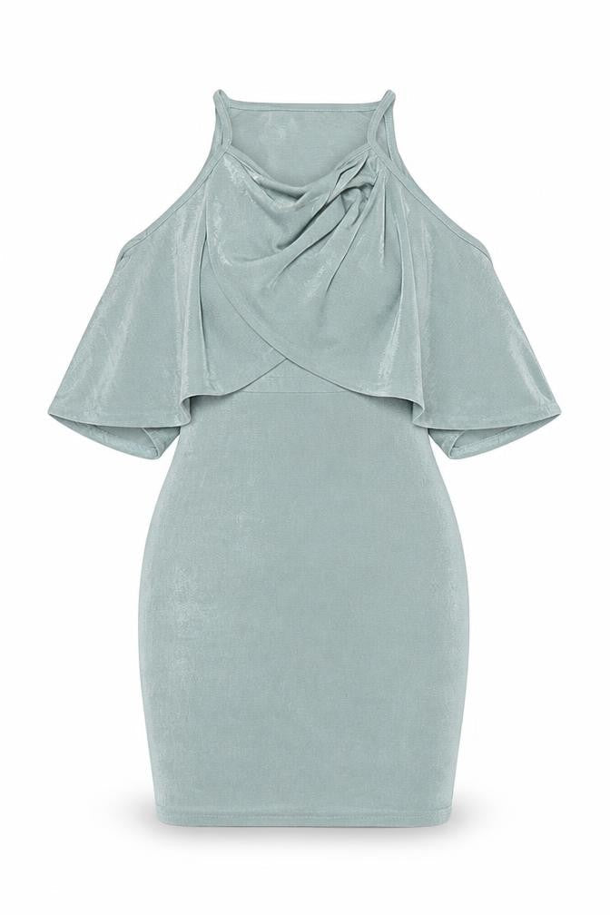 Missguided Women Green UK 8 Bodycon Cold Shoulder Knee Dress