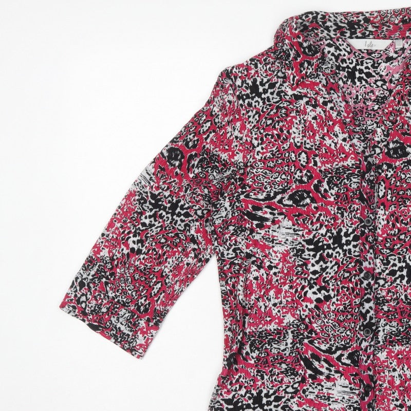 Evans Women’s Pink Animal Print Button-Up Collared Blouse Size 12