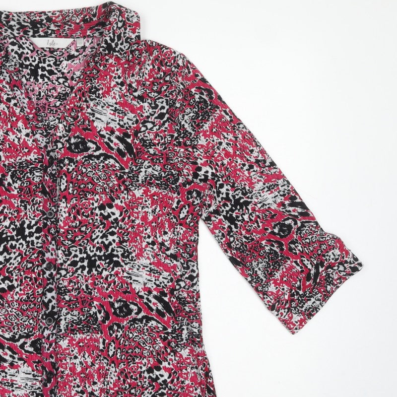 Evans Women’s Pink Animal Print Button-Up Collared Blouse Size 12