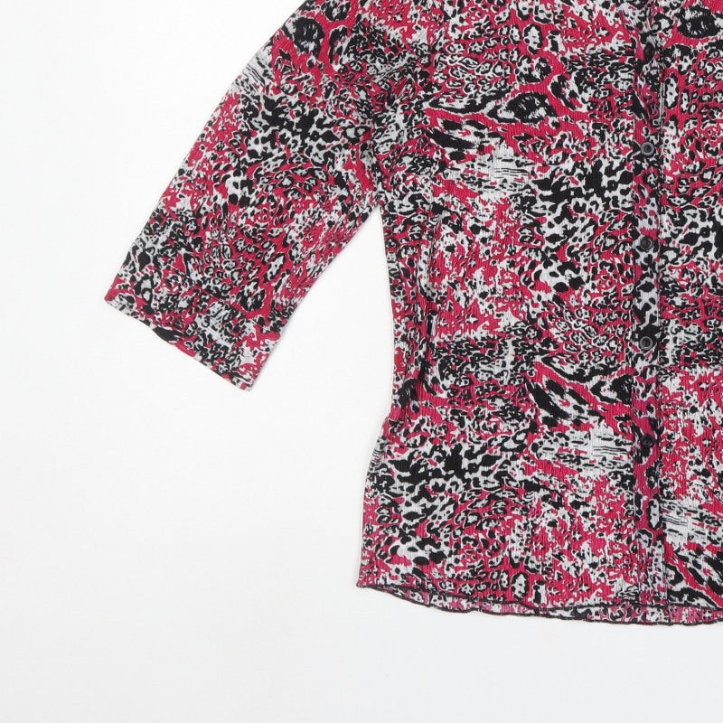 Evans Women’s Pink Animal Print Button-Up Collared Blouse Size 12
