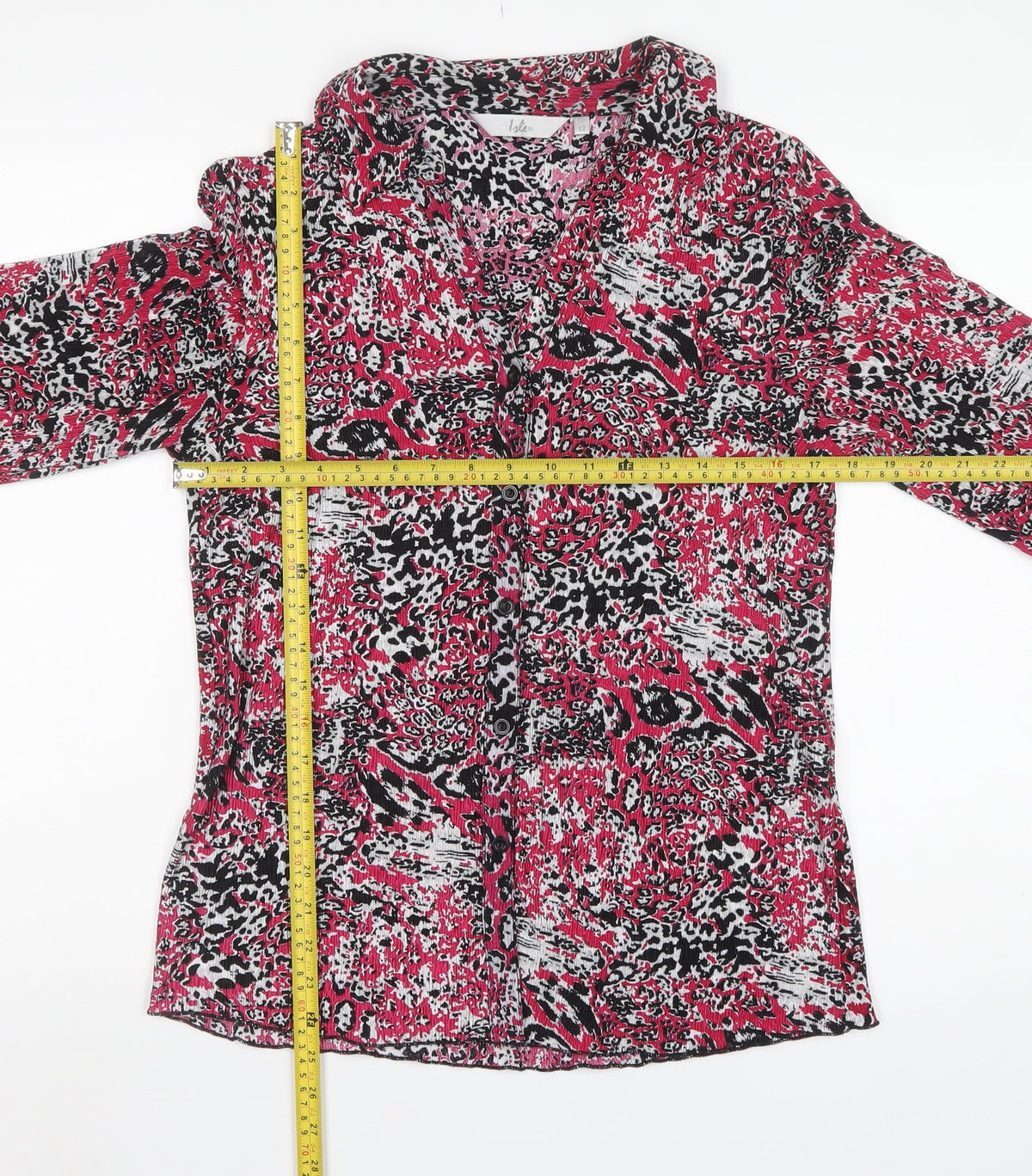 Evans Women’s Pink Animal Print Button-Up Collared Blouse Size 12