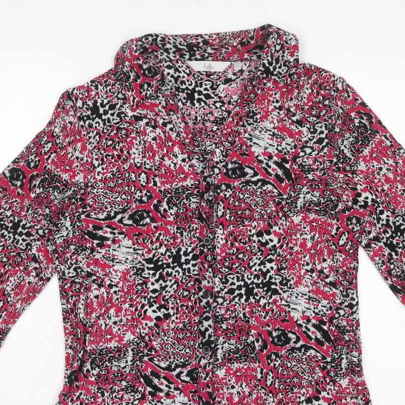 Evans Women’s Pink Animal Print Button-Up Collared Blouse Size 12