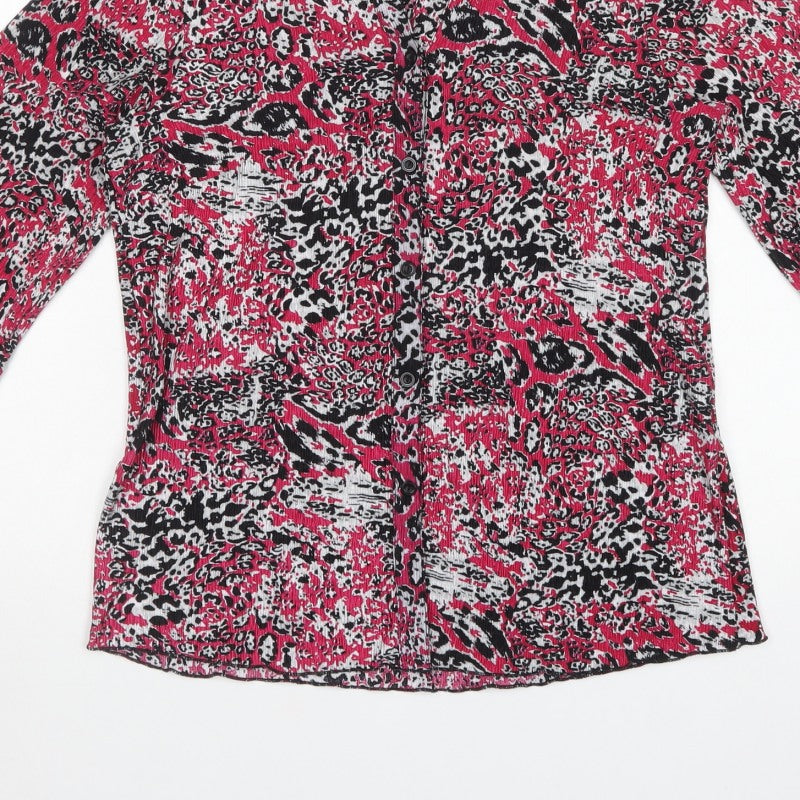 Evans Women’s Pink Animal Print Button-Up Collared Blouse Size 12