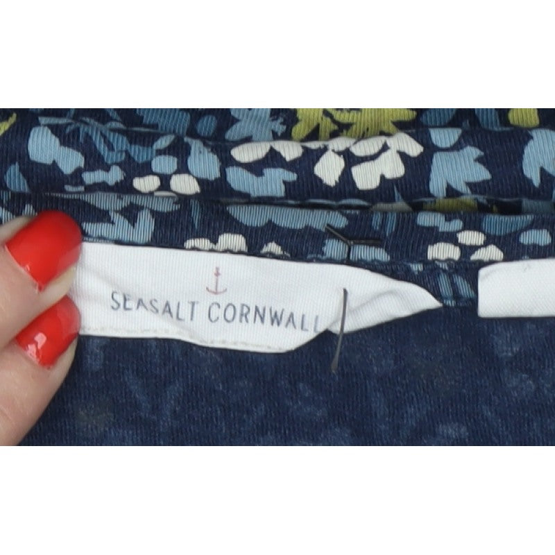 Seasalt Cornwall Women’s Blue Floral UK 16 Bamboo Viscose Blouse