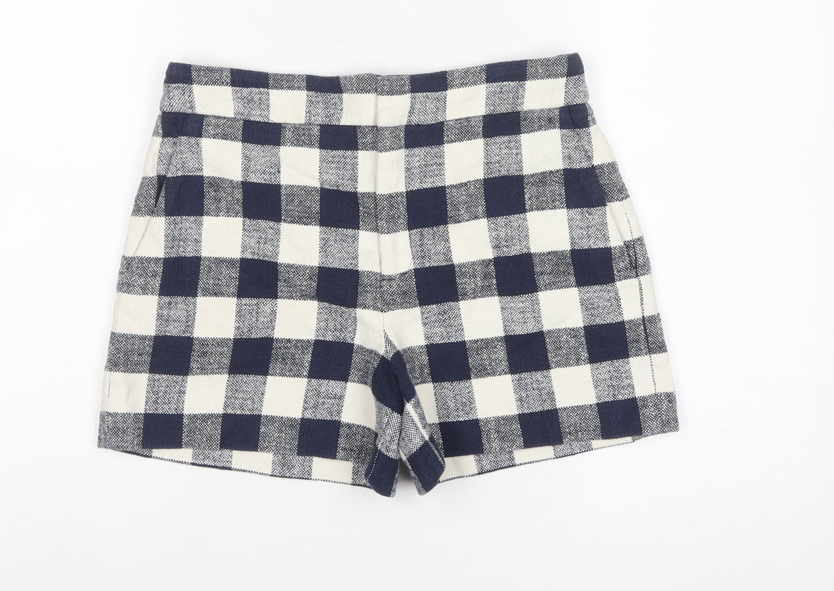 Zara Woman Multicoloured Check High Waist Shorts M