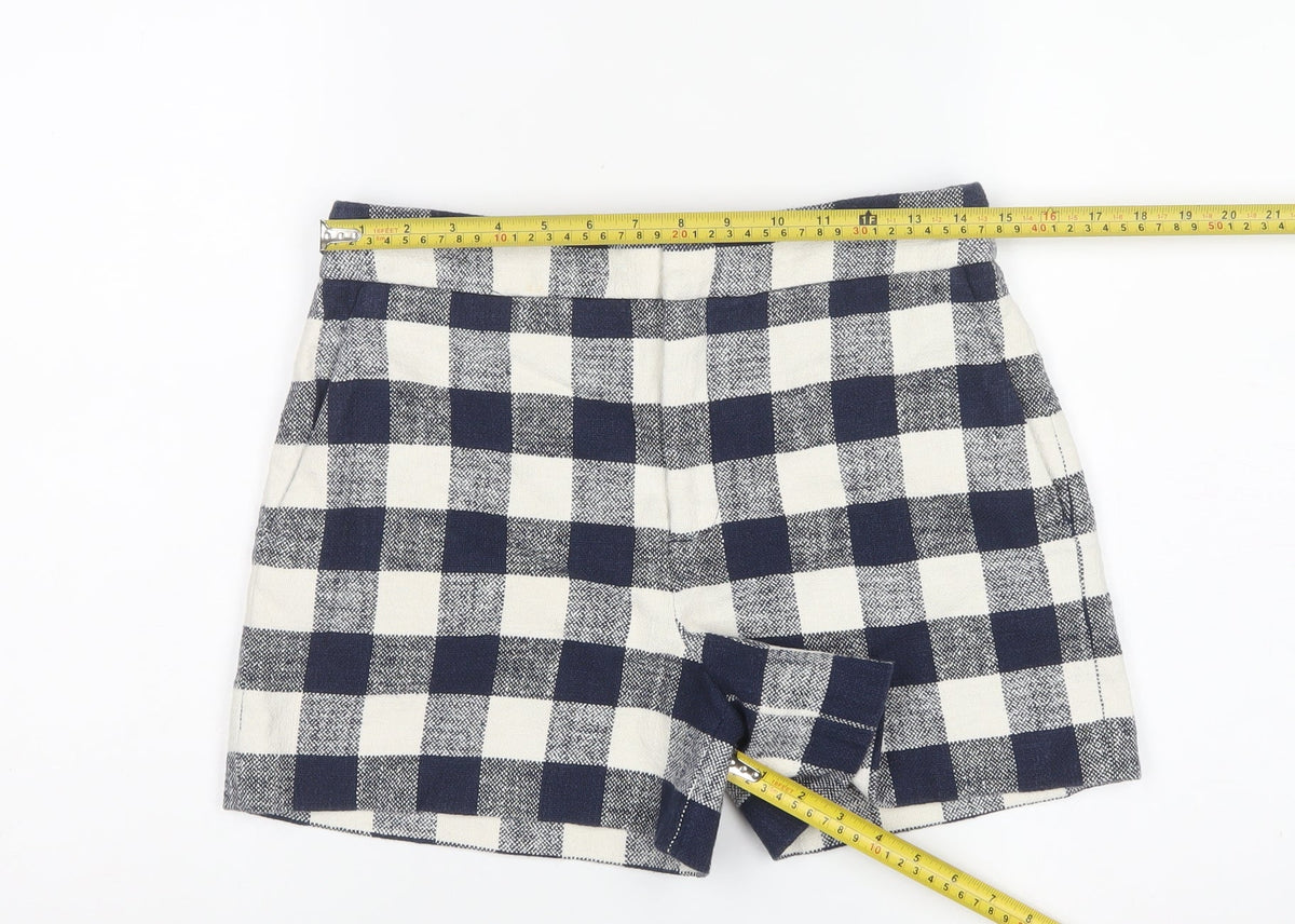 Zara Woman Multicoloured Check High Waist Shorts M
