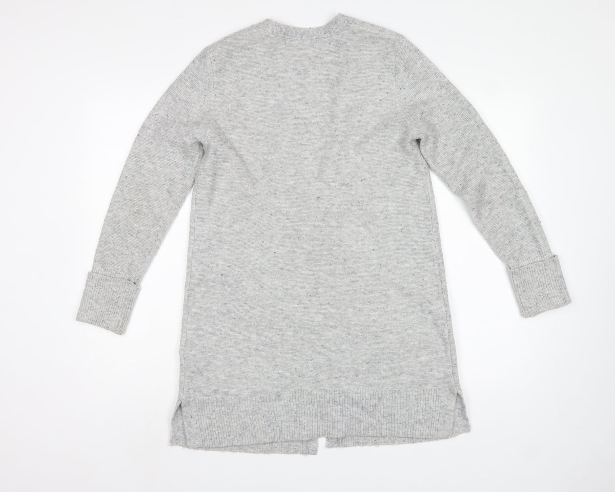 Monsoon Women Grey Size S Open Longline Knit Cardigan Pockets