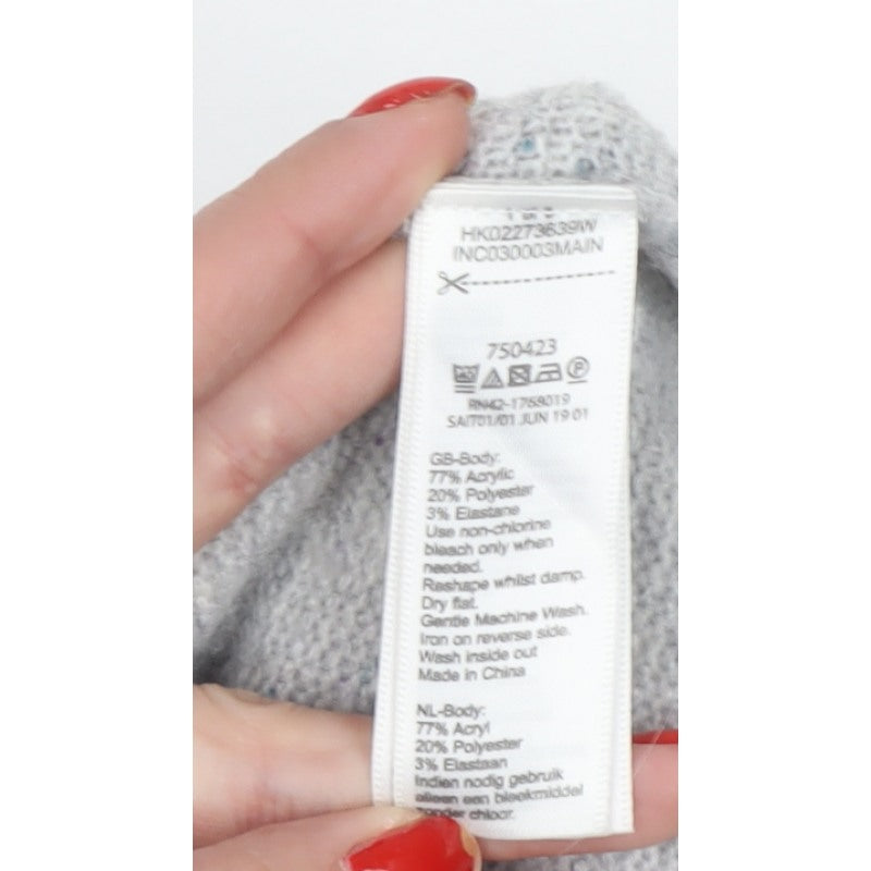 Monsoon Women Grey Size S Open Longline Knit Cardigan Pockets
