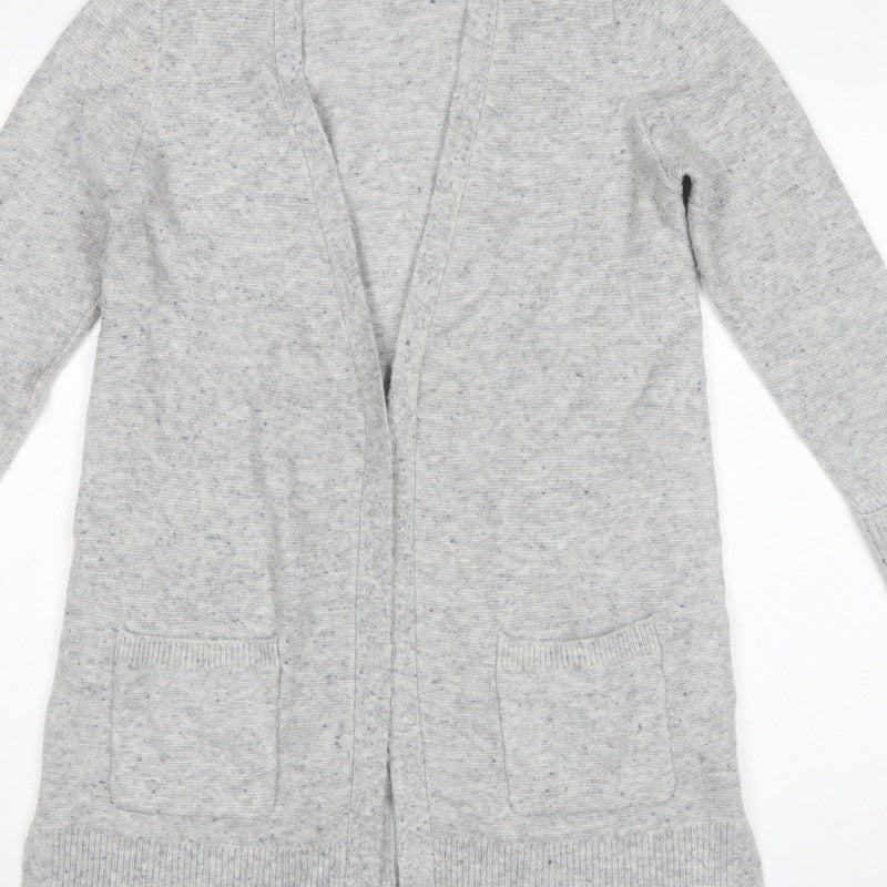 Monsoon Women Grey Size S Open Longline Knit Cardigan Pockets