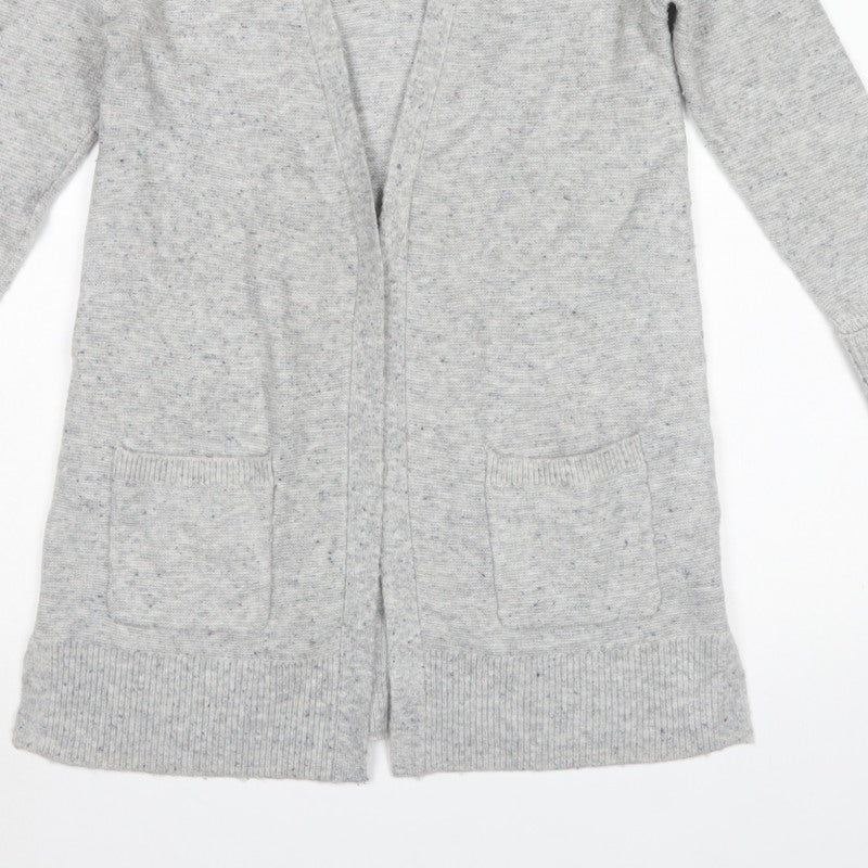 Monsoon Women Grey Size S Open Longline Knit Cardigan Pockets
