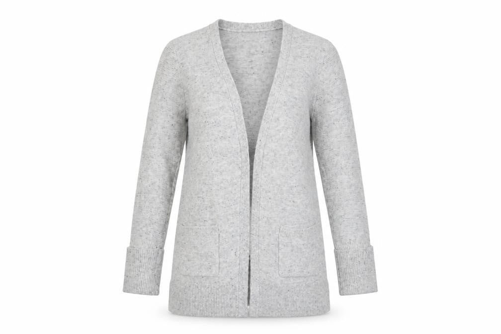Monsoon Women Grey Size S Open Longline Knit Cardigan Pockets
