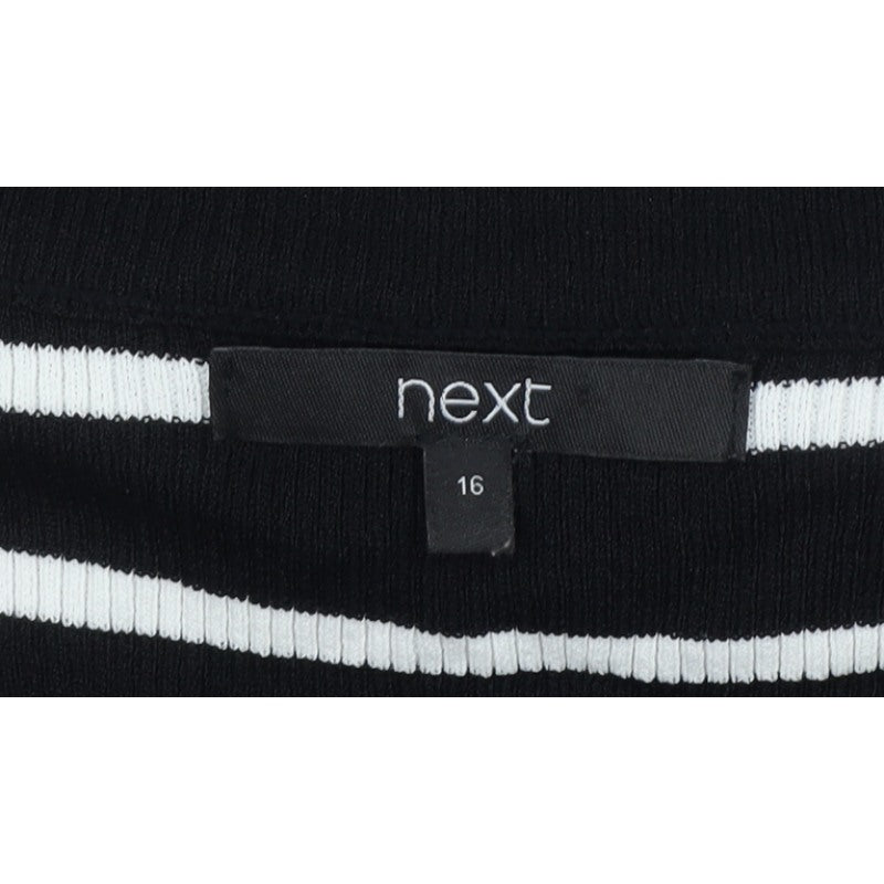 Next Women’s Black White Striped Ruffle Bardot Jumper UK 16