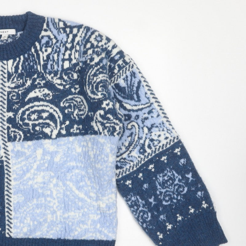 Next Women’s Blue Fair Isle Animal Knit Crew Neck Jumper Size M
