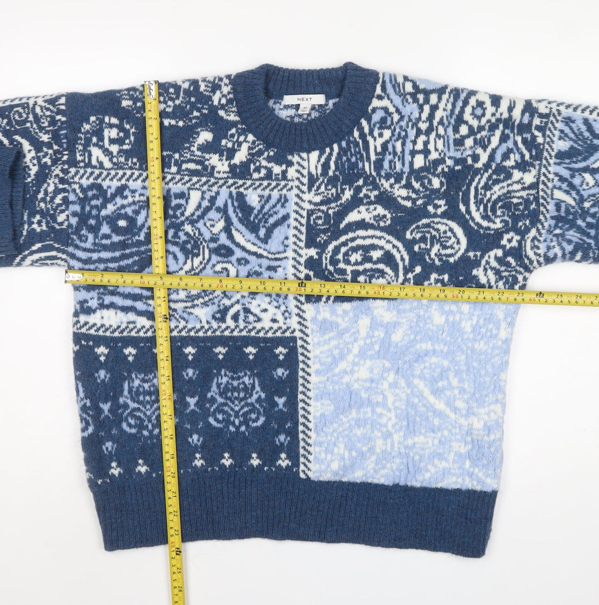 Next Women’s Blue Fair Isle Animal Knit Crew Neck Jumper Size M