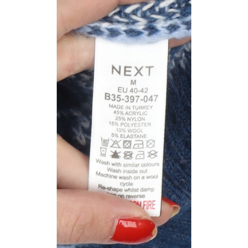 Next Women’s Blue Fair Isle Animal Knit Crew Neck Jumper Size M
