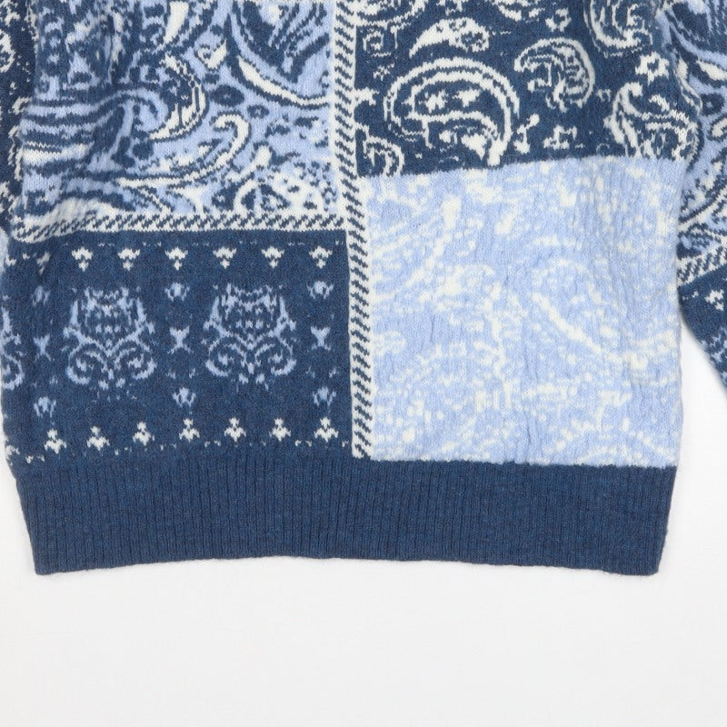 Next Women’s Blue Fair Isle Animal Knit Crew Neck Jumper Size M