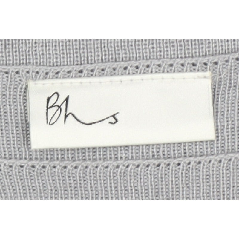Bhs Women Grey UK 16 Striped Short Sleeve Knit Jumper