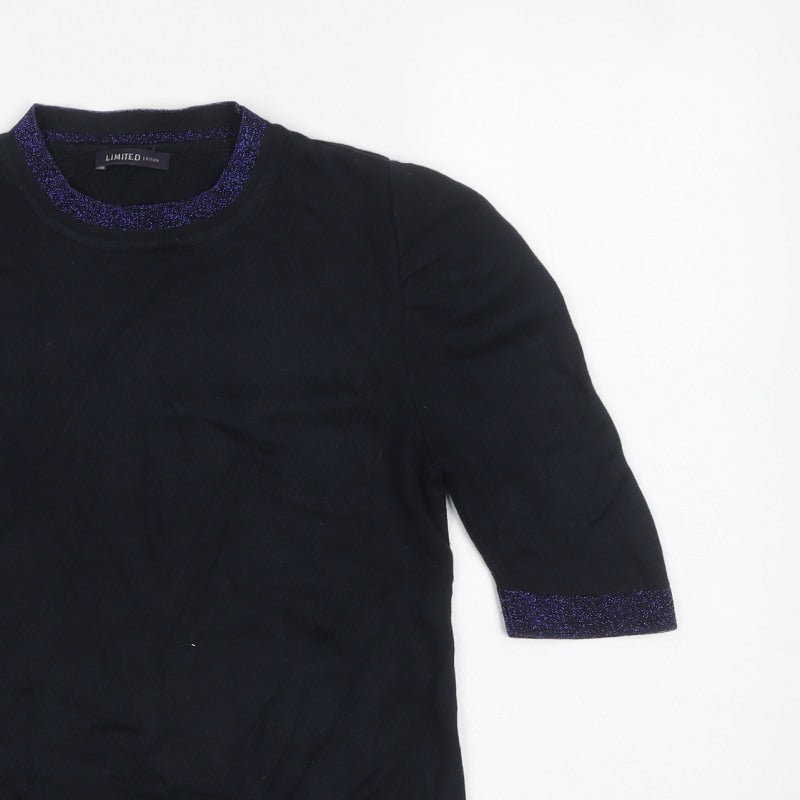 Marks and Spencer Women’s Navy UK 8 Glitter Trim 3/4 Sleeve Jumper